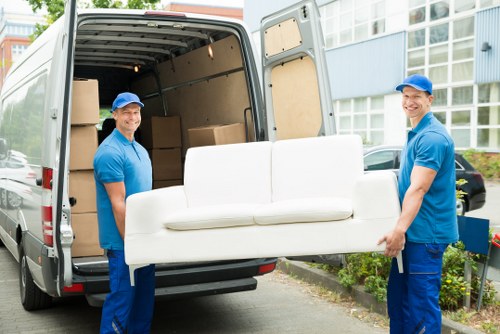 Moving boxes and home relocation scene in Uxbridge