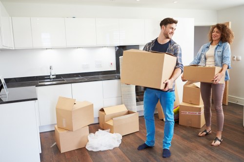 Packed household items ready for collection during a Uxbridge house move
