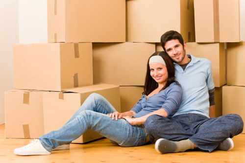 Organized relocation with boxes ready for transport