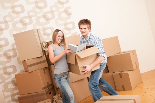 Moving checklist and packed belongings ready for collection